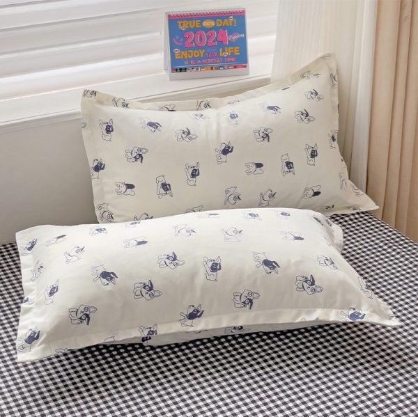 Juego de Funda Nórdica de Algodón 4 Piezas Lijado Happy Dog