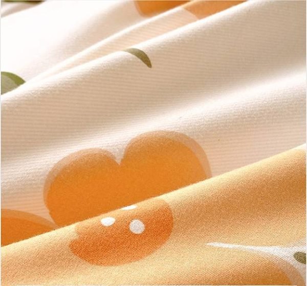 Juego de Funda Nórdica de Algodón 4 Piezas Lijado Inicio de Verano Naranja