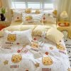 Juego de Funda Nórdica de Algodón 4 Piezas Lijado Lovely Bear
