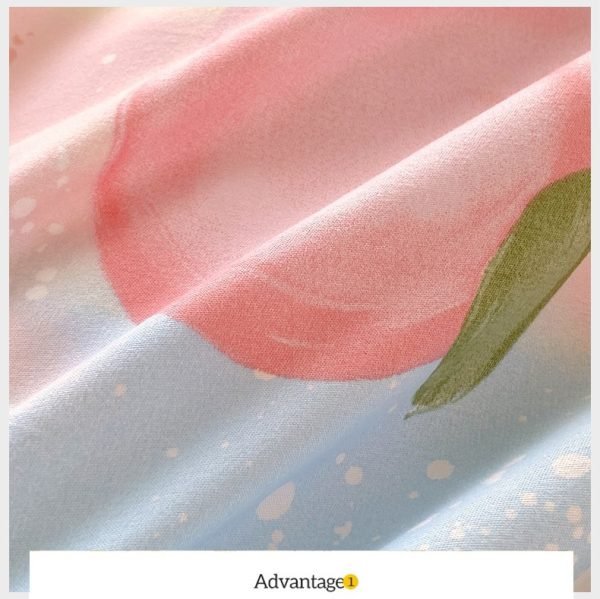 Juego de Funda Nórdica de Algodón 4 Piezas Lijado Rosa Melocoton
