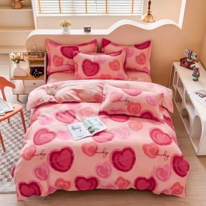 Juego de Funda Nórdica de Algodón 4 Piezas Lijado Romantic