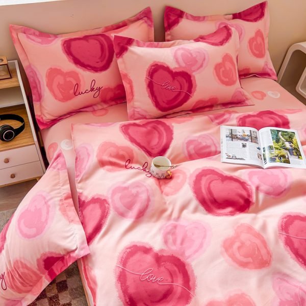 Juego de Funda Nórdica de Algodón 4 Piezas Lijado Romantic