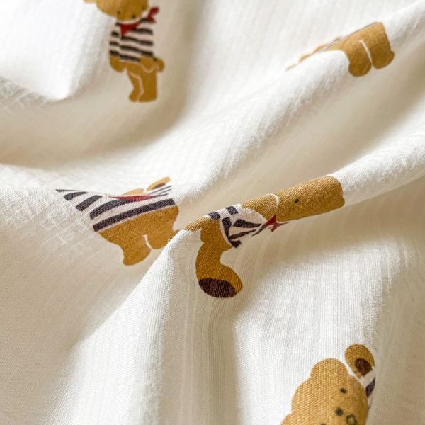 Juego de Funda Nórdica de Algodón Lavado con Jacquard Osito Rayas