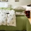 Juego de Funda Nórdica de Algodón Lavado con Jacquard Florcitas Verdes