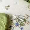 Juego de Funda Nórdica de Algodón Lavado con Jacquard Florcitas Verdes