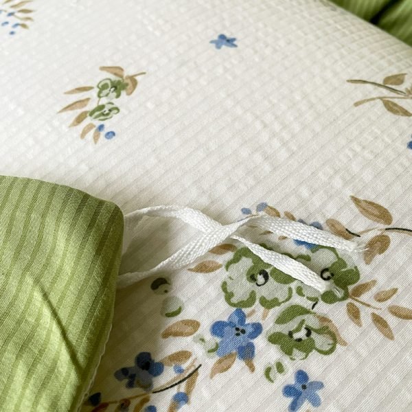 Juego de Funda Nórdica de Algodón Lavado con Jacquard Florcitas Verdes