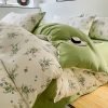 Juego de Funda Nórdica de Algodón Lavado con Jacquard Florcitas Verdes