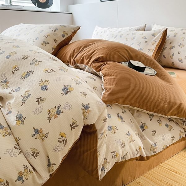 Juego de Funda Nórdica de Algodón Lavado con Jacquard Flores TY