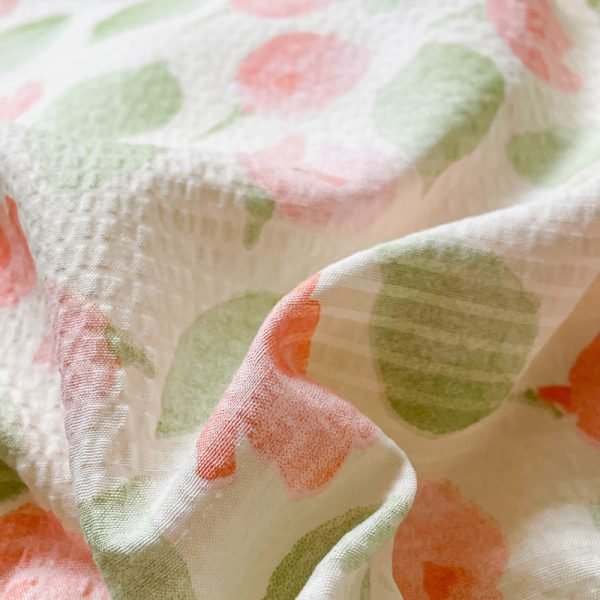 Juego de Funda Nórdica de Algodón Lavado con Jacquard Flores y Hojas