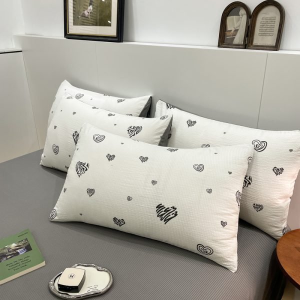 Juego de Funda Nórdica de Algodón Lavado con Jacquard Corazón