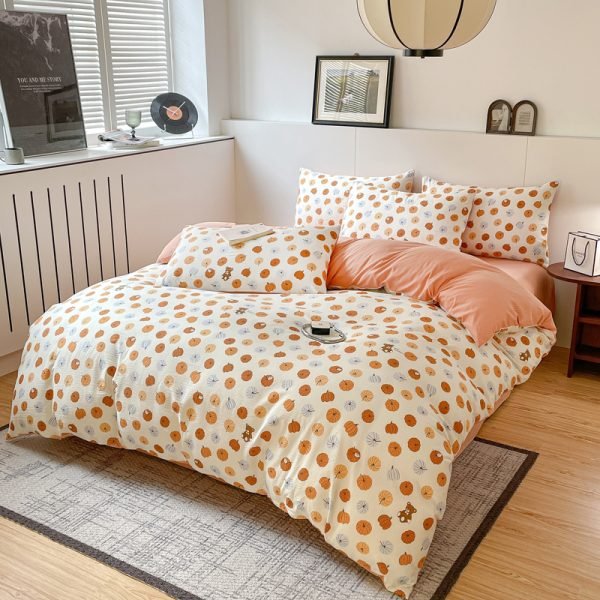 Juego de Funda Nórdica de Algodón Lavado con Jacquard Calabacita