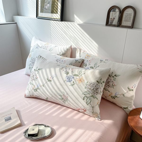 Juego de Funda Nórdica de Algodón Lavado con Jacquard Mar de Flores