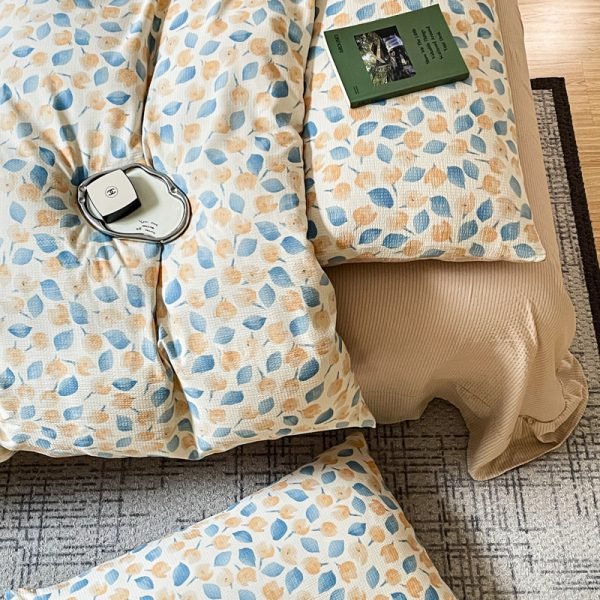 Juego de Funda Nórdica de Algodón Lavado con Jacquard Hojas