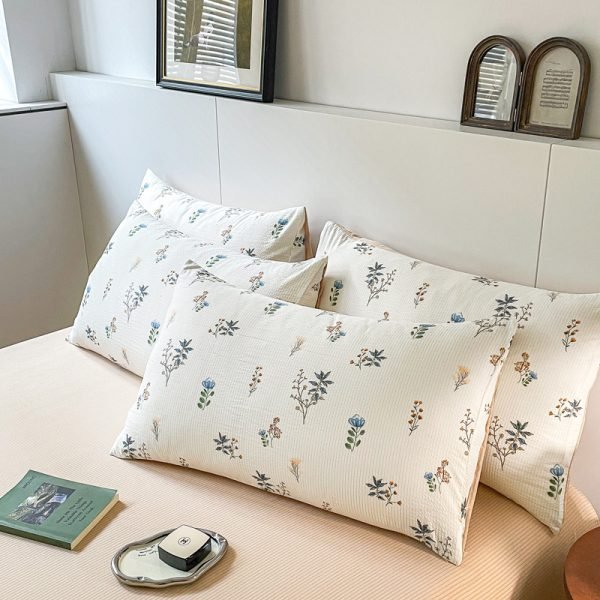 Juego de Funda Nórdica de Algodón Lavado con Jacquard Flores YR
