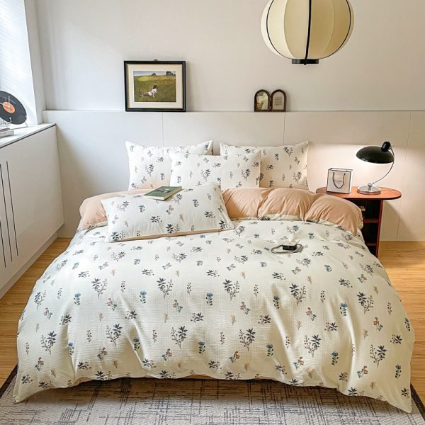 Juego de Funda Nórdica de Algodón Lavado con Jacquard Flores YR