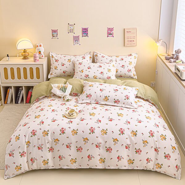 Juego de Funda Nórdica de Algodón 4 Piezas Lijado Estampado