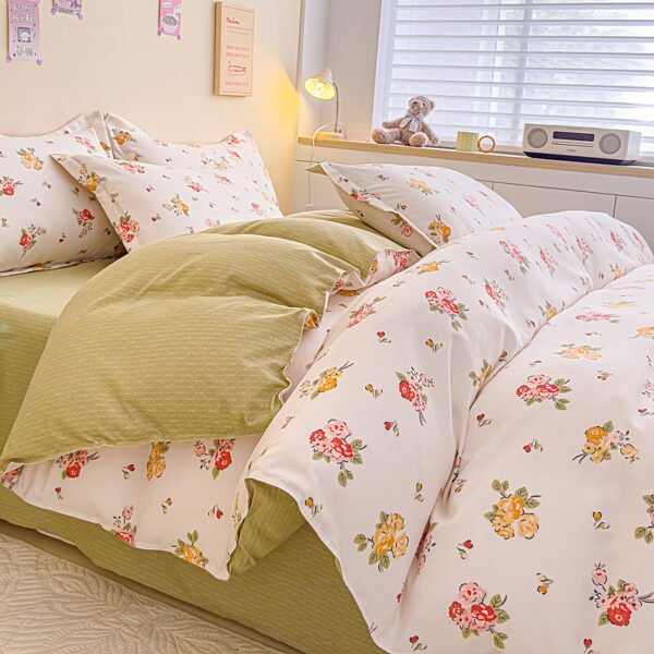 Juego de Funda Nórdica de Algodón 4 Piezas Lijado Estampado