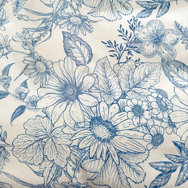 Juego de Funda Nórdica de Algodón 4 Piezas Lijado Estampado Azul