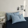 Juego de Funda Nórdica de Algodón 4 Piezas Lavado Color AzulClaro AzulIntenso