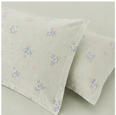 绿底小碎花 2 Juego de Funda Nórdica de Algodón 4 Piezas LD LVDIXIAOSUIHUA